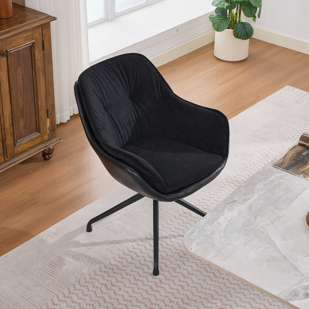 Black Faux Leather Swivel Accent Chair with Auto-Return — detail 12