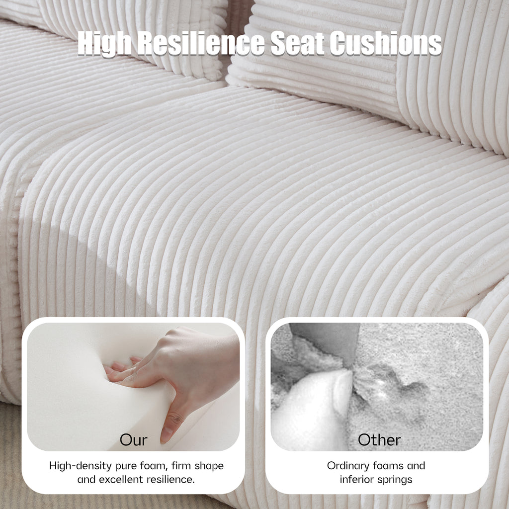 Beige Corduroy 2-Seater Modular Sofa — detail 6