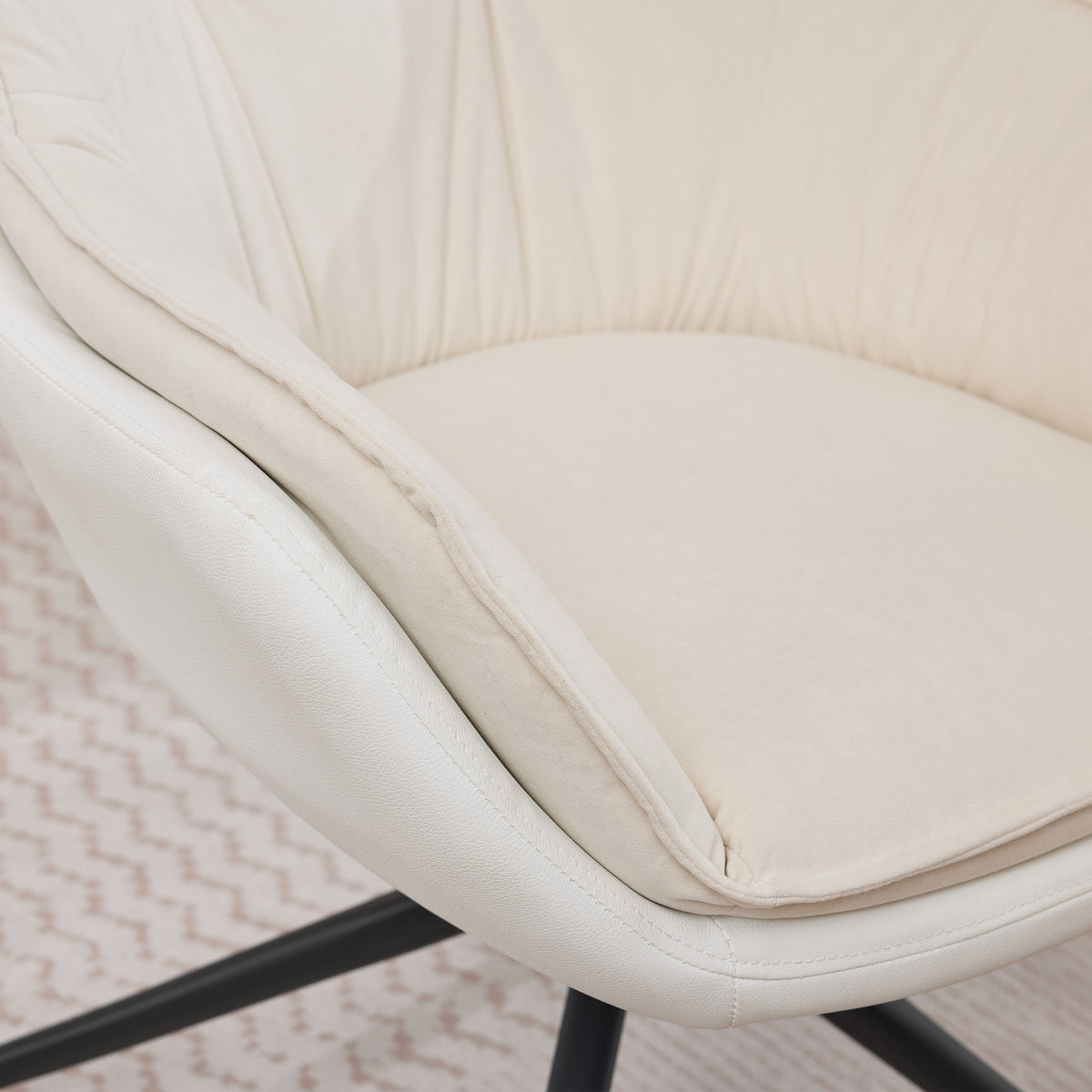White Faux Leather Swivel Accent Chair with Auto-Return — detail 5