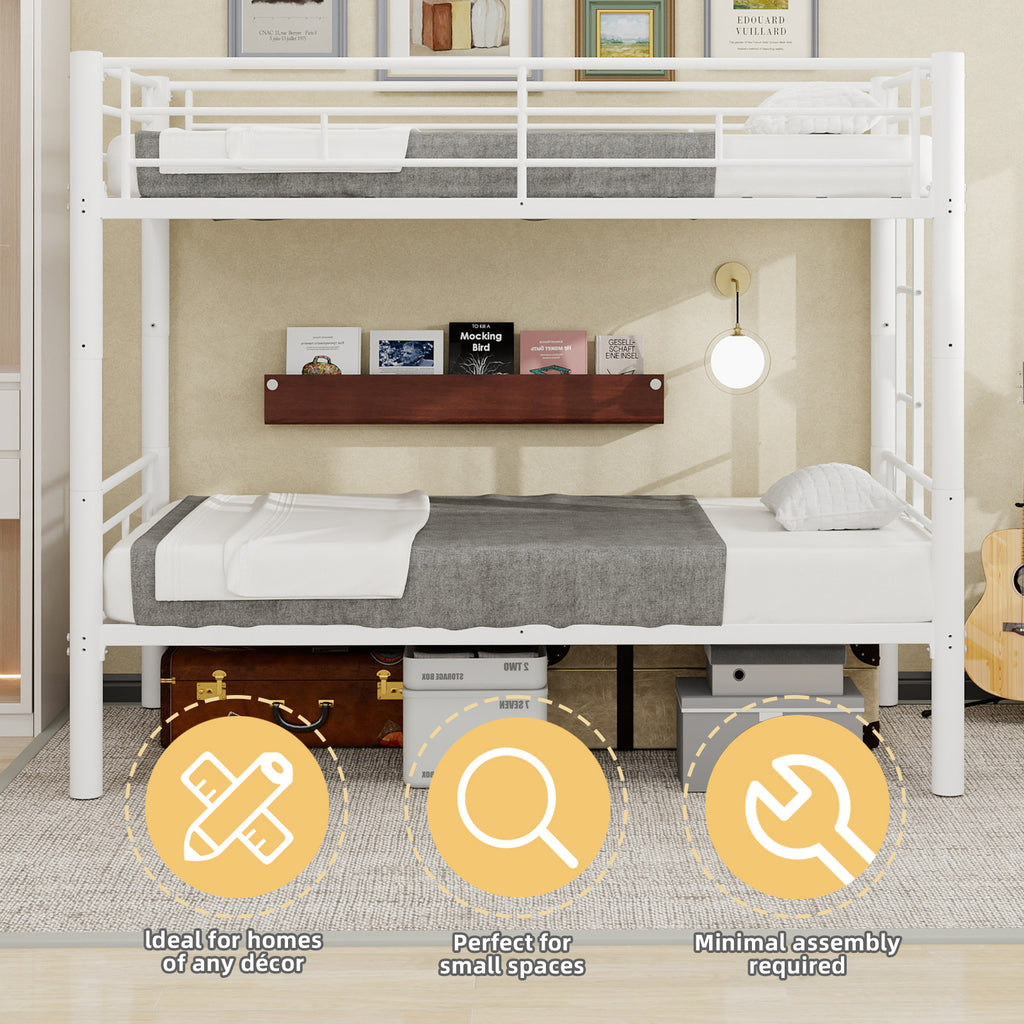 White Convertible Metal Bunk Bed – 90 × 190 cm — detail 9