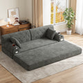 Dark Grey Corduroy 3-Seater Sofa Bed — product view
