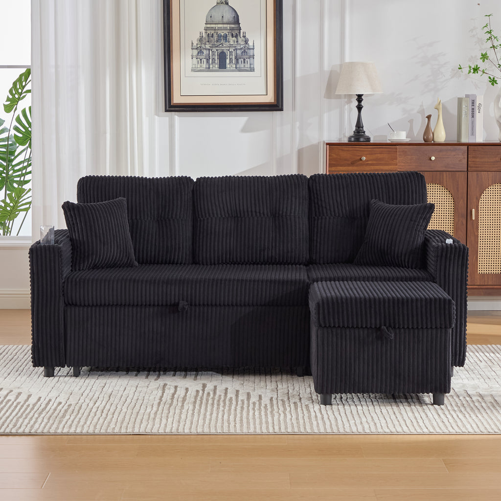 Black Corduroy Sofa Bed — detail 11