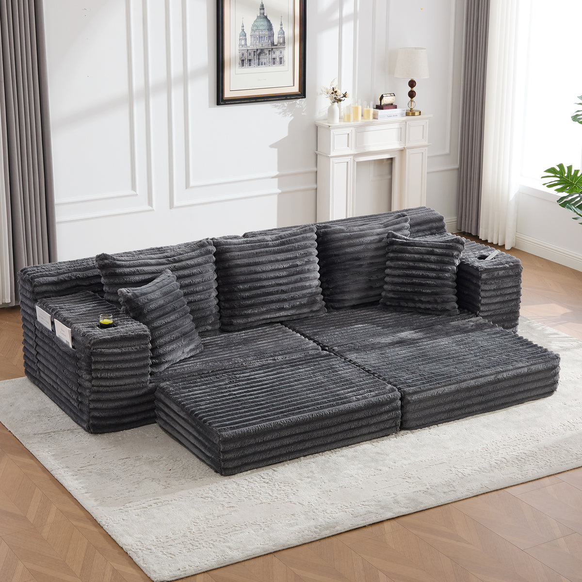 Dark Grey Corduroy Sofa Bed — product view