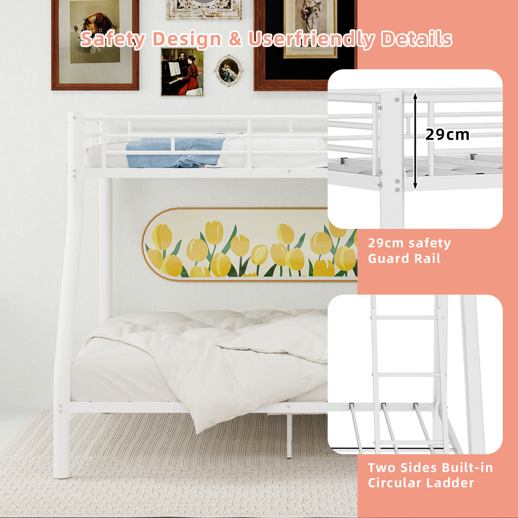 White Metal Bunk Bed – Single over Double — detail 7