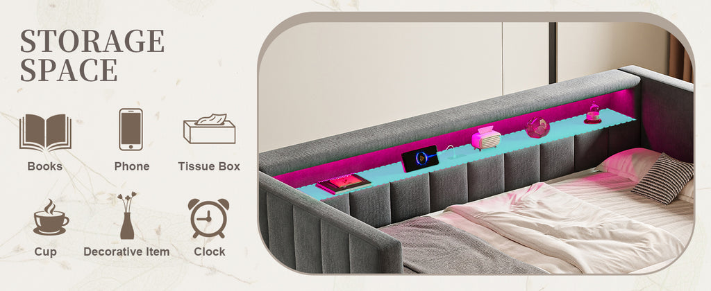Dark Grey Velvet Sofa Bed — detail 11