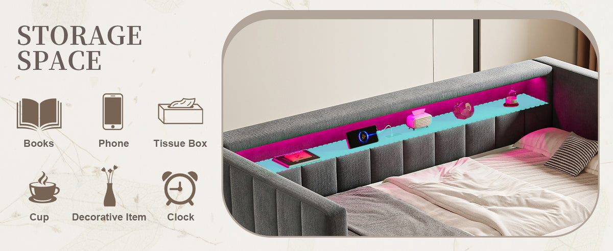 Dark Grey Velvet Sofa Bed — detail 11