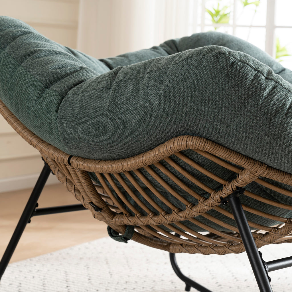 Green Oversized Rattan Rocking Chair with Cushion — detail 10