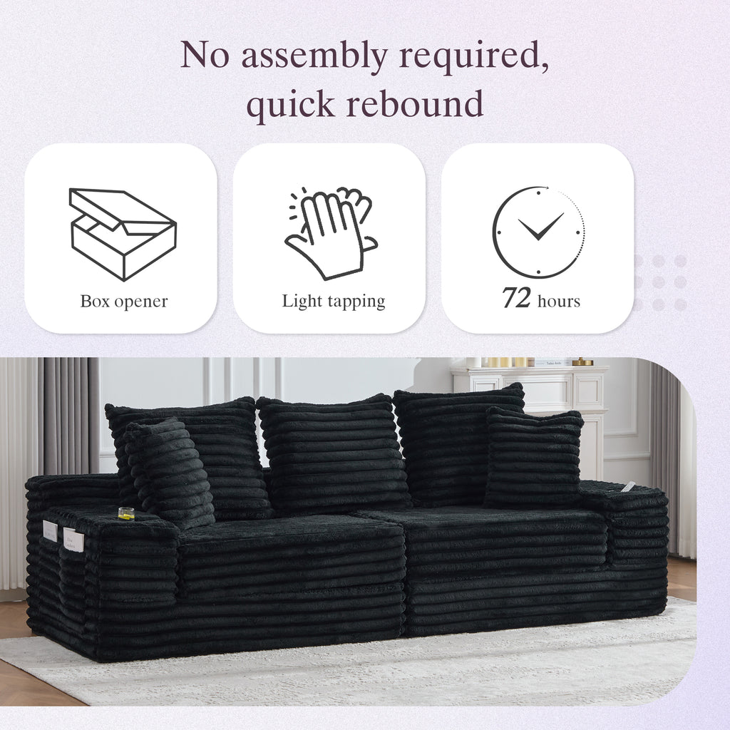 Black Corduroy Sofa Bed — detail 8