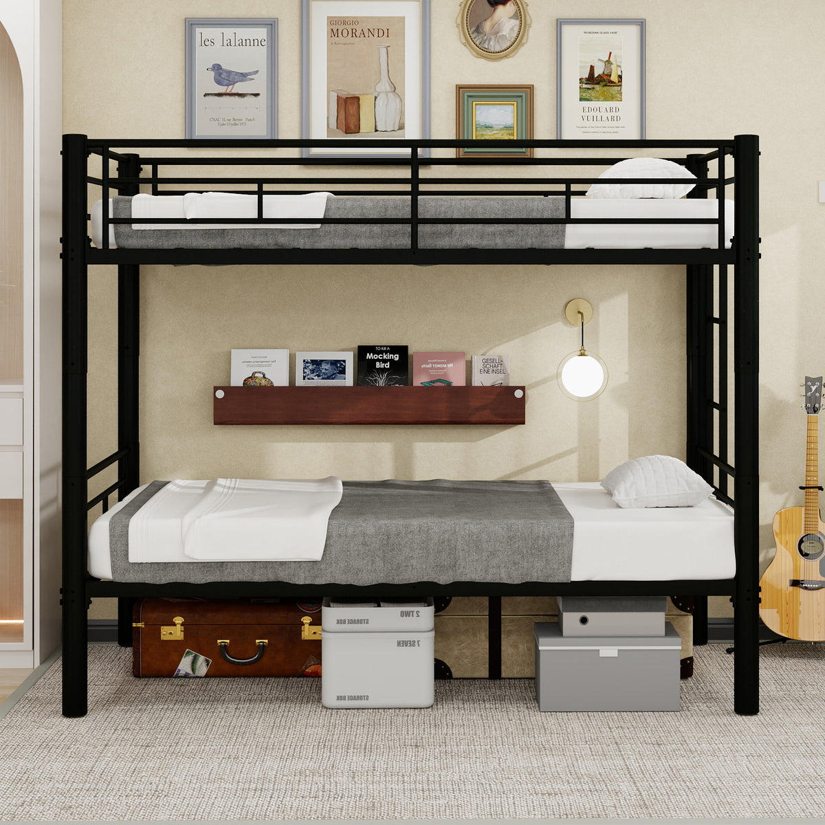 Black Convertible Metal Bunk Bed – 90 × 190 cm — detail 2