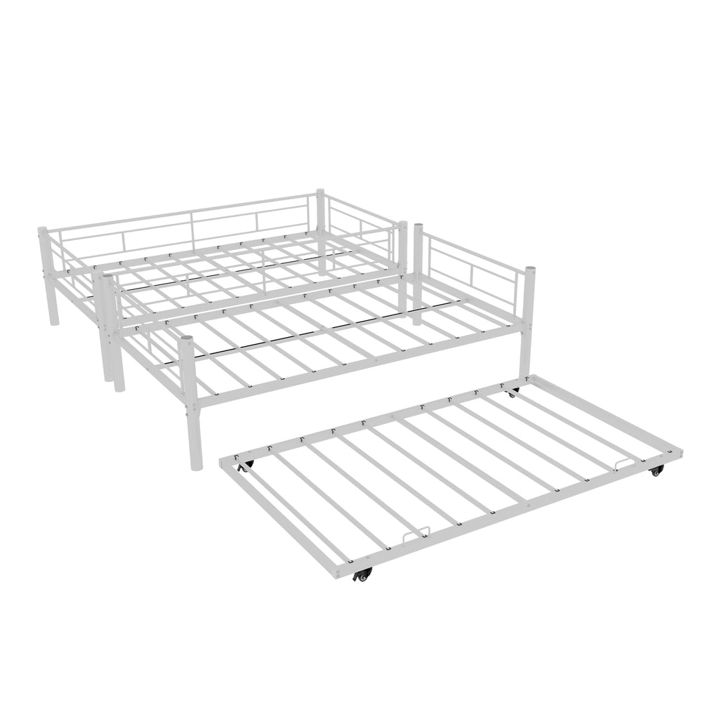 White Metal Bunk Bed with Pull-Out Trundle – 90 × 190 cm — detail 24