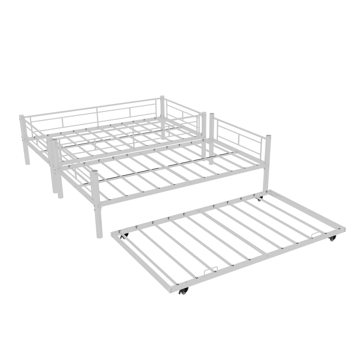 White Metal Bunk Bed with Pull-Out Trundle – 90 × 190 cm — detail 24