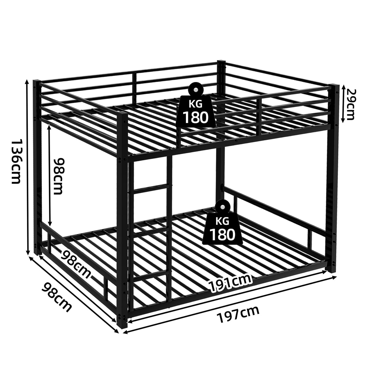 Black Metal Bunk Bed – 90 × 190 cm — detail 9
