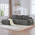 Dark Grey Corduroy 3-Seater Modular Sofa with Ottoman — product view
