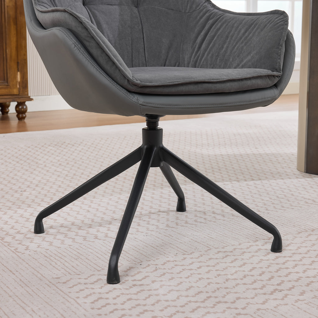 Grey Faux Leather Swivel Accent Chair with Auto-Return — detail 13