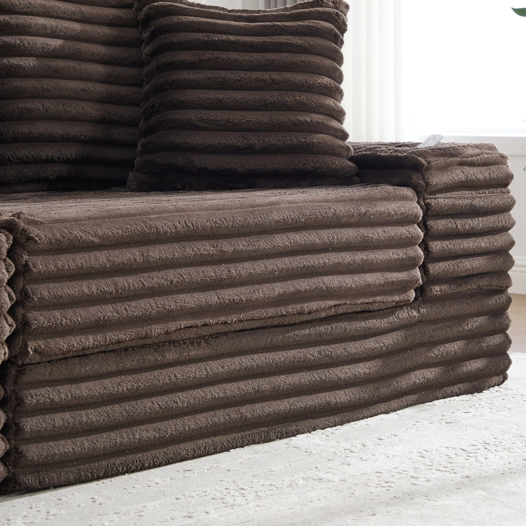 Coffee Corduroy Sofa Bed — detail 17