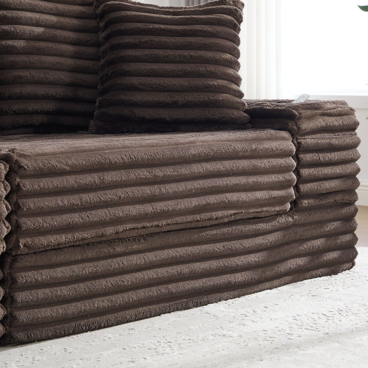 Coffee Corduroy Sofa Bed — detail 17