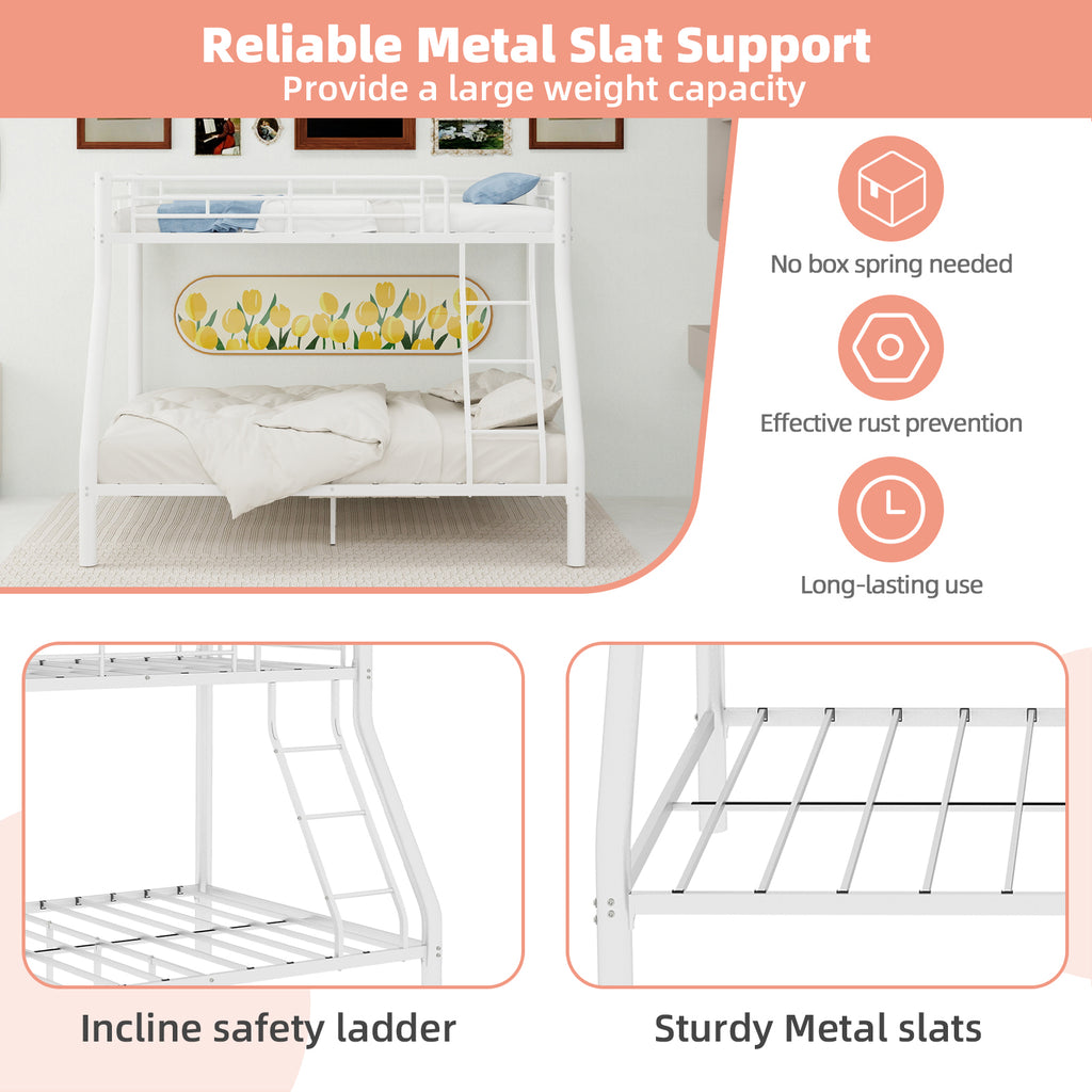 White Metal Bunk Bed – Single over Double — detail 6