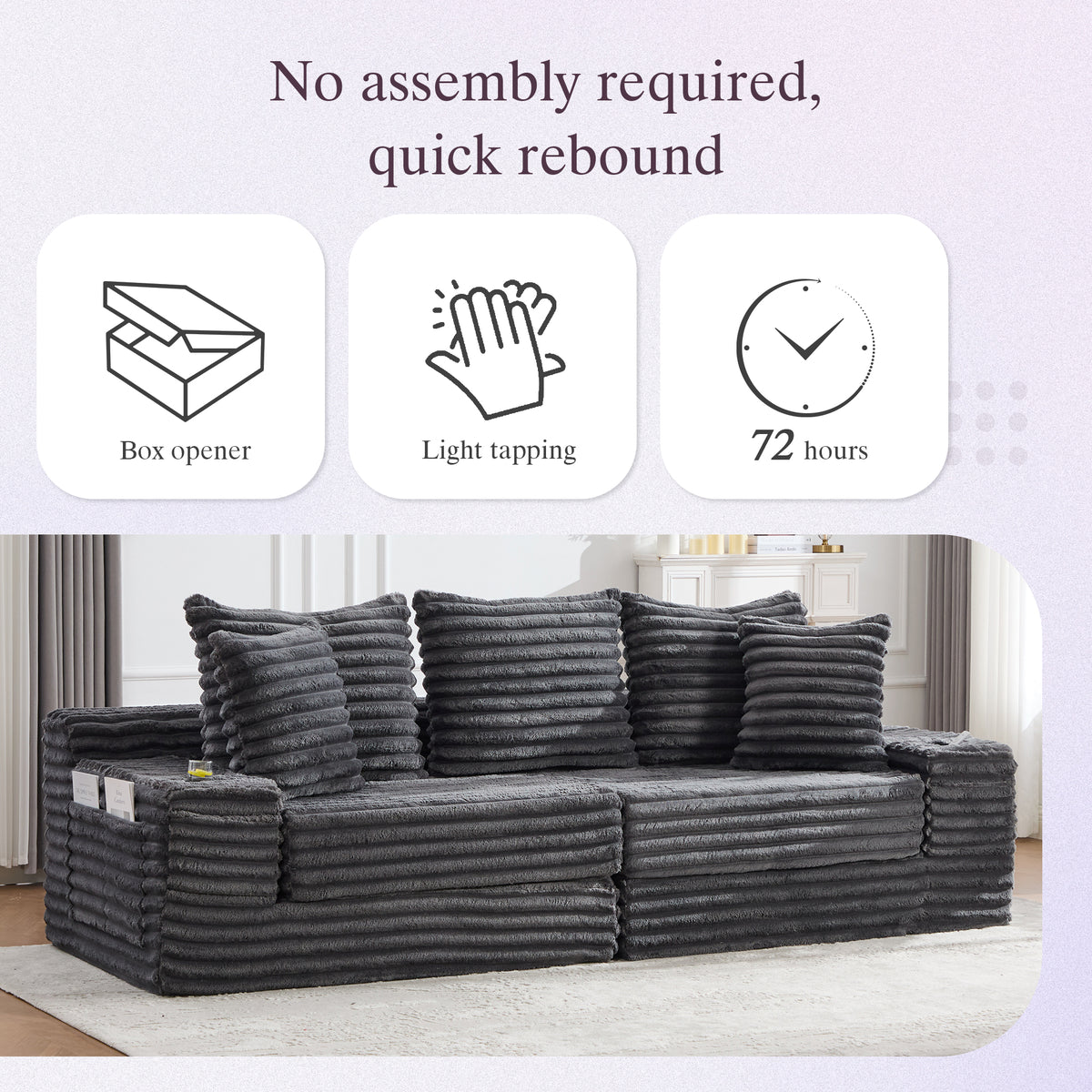 Dark Grey Corduroy Sofa Bed — detail 8