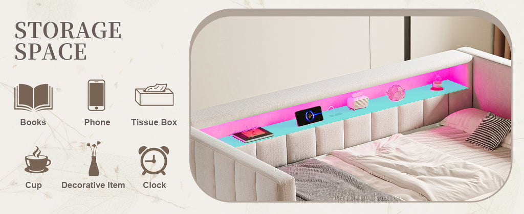 Beige Velvet Sofa Bed — detail 12
