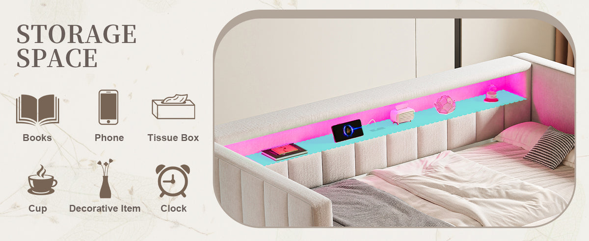 Beige Velvet Sofa Bed — detail 12