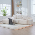 Beige Corduroy 3-Seater Modular Sofa with Ottoman — product view