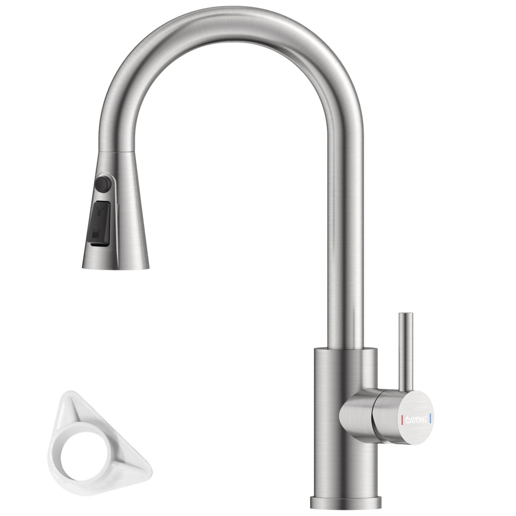 DAYONE Brushed Steel Pull-Out Kitchen Mixer Tap — product view