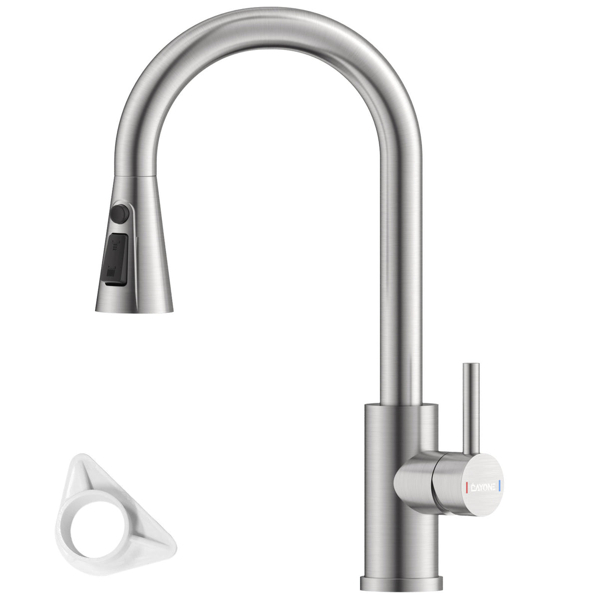 DAYONE Brushed Steel Pull-Out Kitchen Mixer Tap — product view