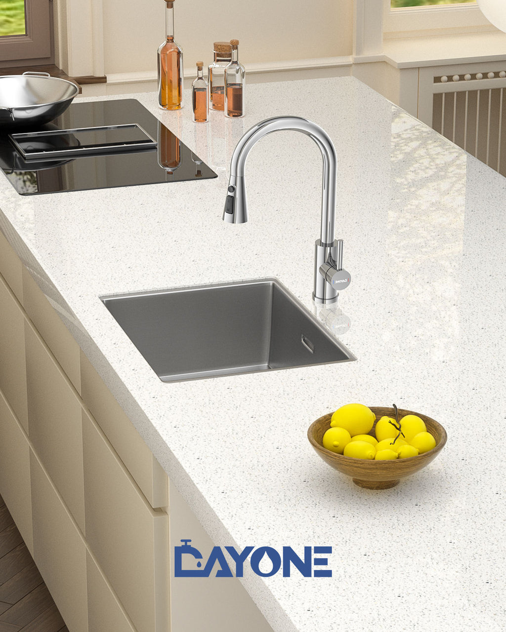DAYONE Chrome Pull-Out Kitchen Mixer Tap — detail view 5