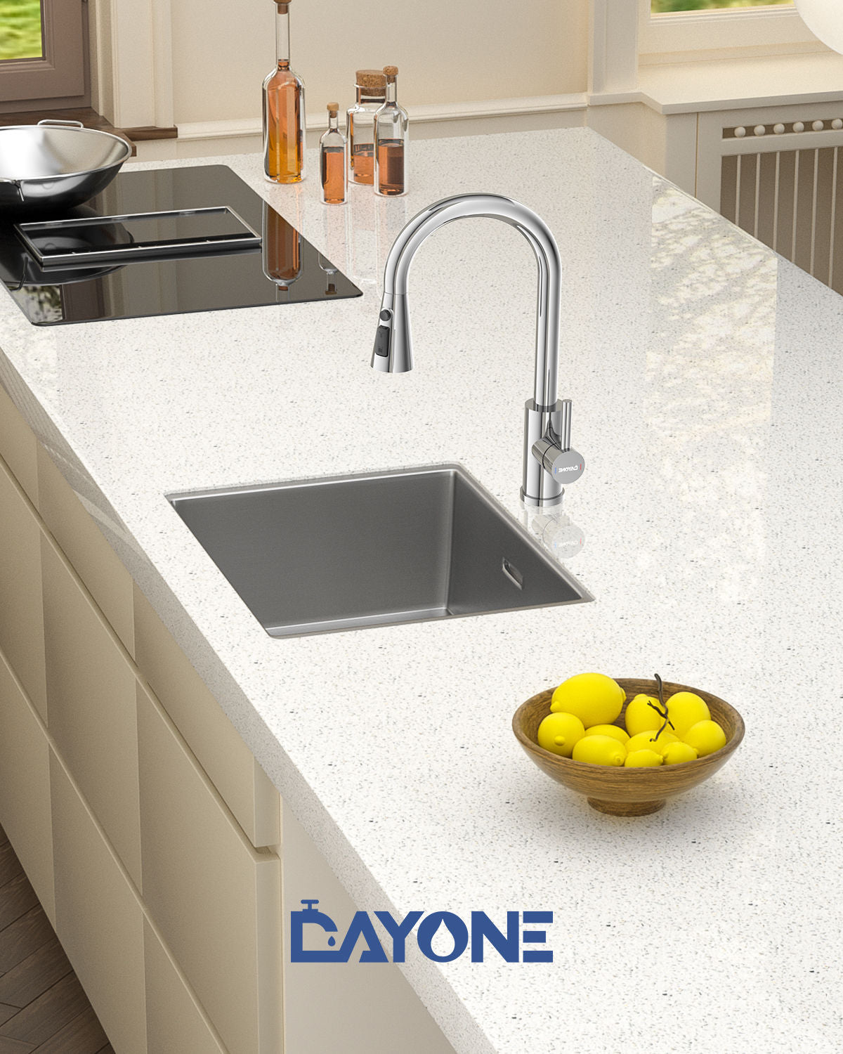 DAYONE Chrome Pull-Out Kitchen Mixer Tap — detail view 5