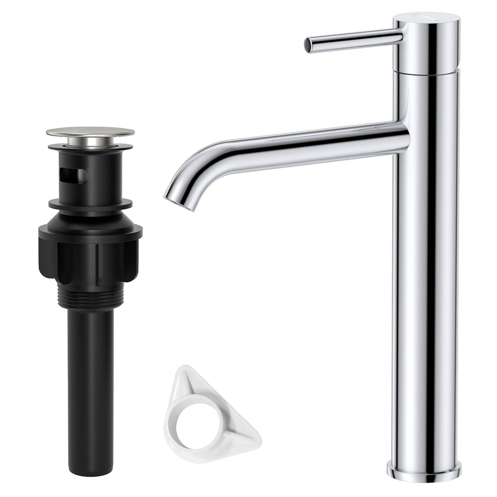 DAYONE Chrome Tall Basin Mixer Tap with Pop-Up Waste — product view