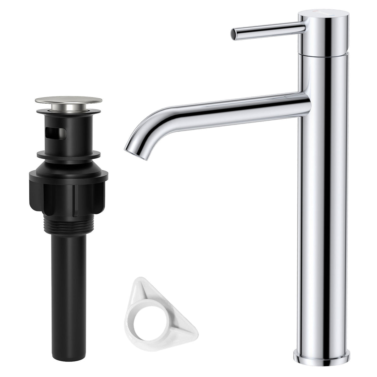 DAYONE Chrome Tall Basin Mixer Tap with Pop-Up Waste — product view