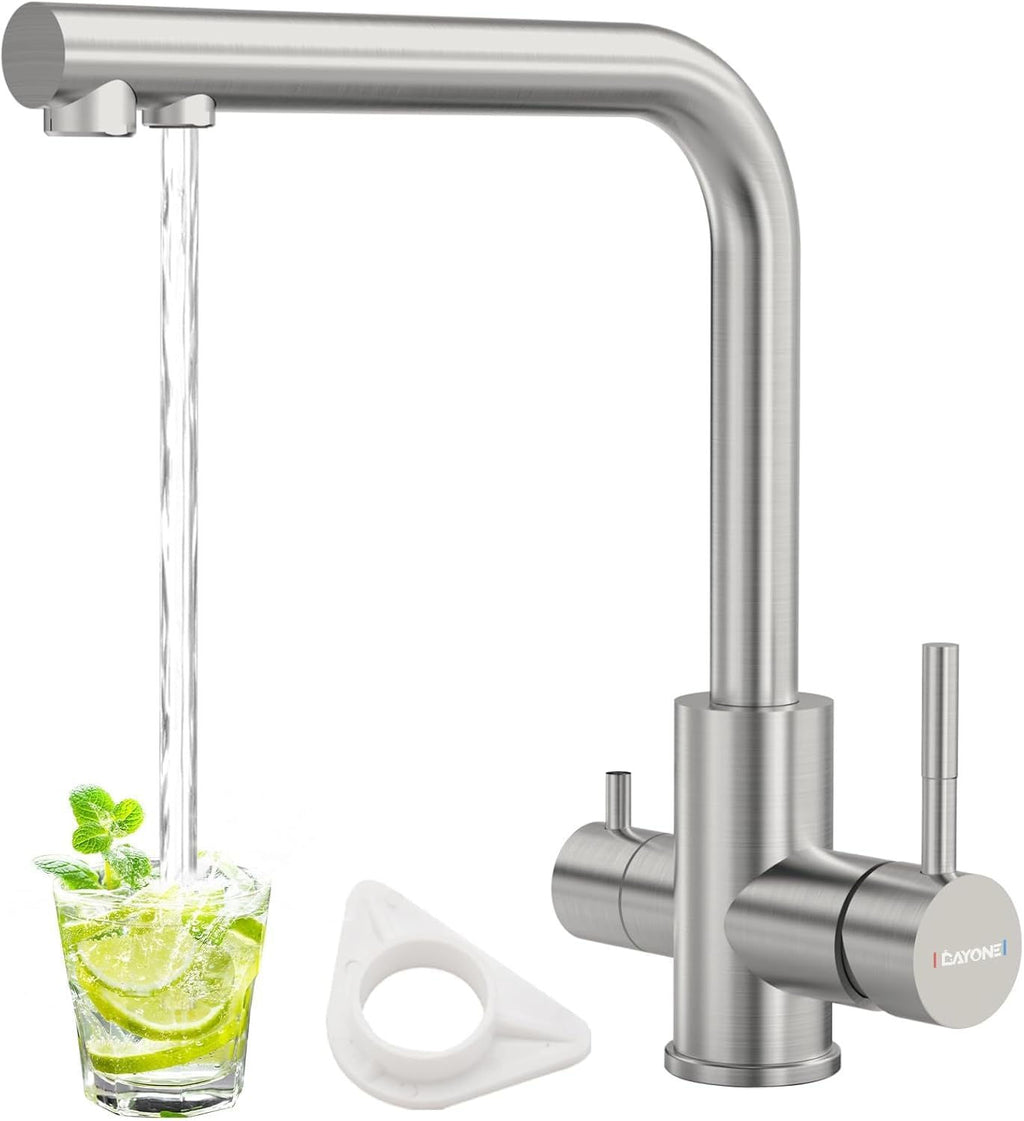 DAYONE Brushed Nickel 3-Way Kitchen Mixer Tap — product view