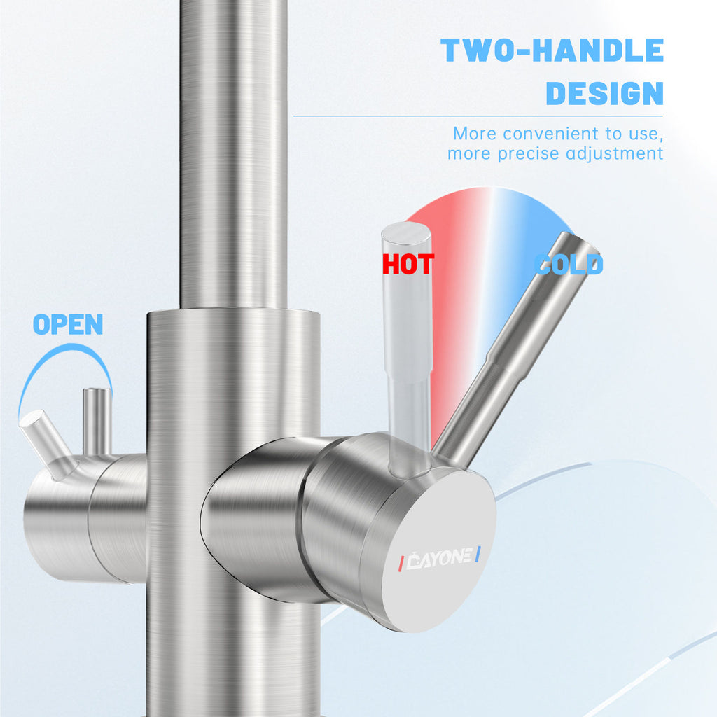 DAYONE Brushed Nickel 3-Way Kitchen Mixer Tap — detail view 3