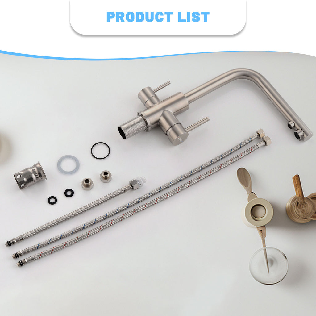 DAYONE Brushed Nickel 3-Way Kitchen Mixer Tap — detail view 5