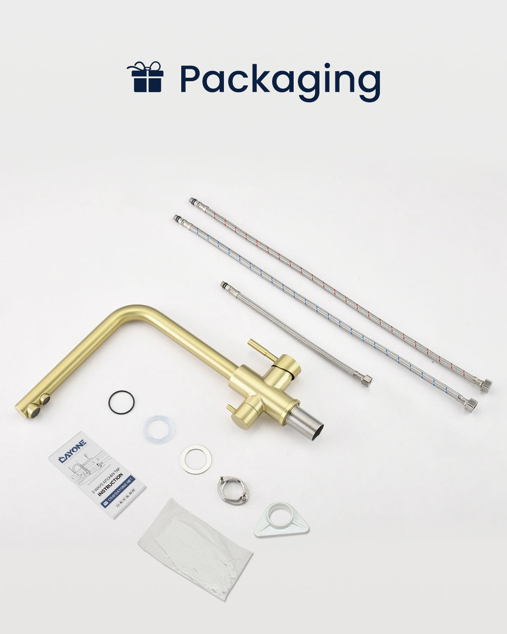 DAYONE Brushed Gold 3-Way Kitchen Mixer Tap — detail view 5