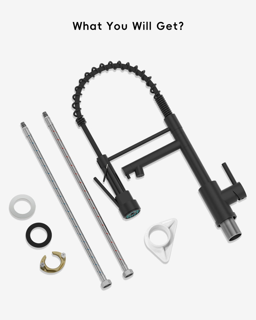 DAYONE Matte Black Dual Spout Spring Kitchen Mixer Tap — detail view 5