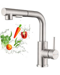 DAYONE Brushed Steel Pull-Out Kitchen Tap with Two Spray Modes — product view