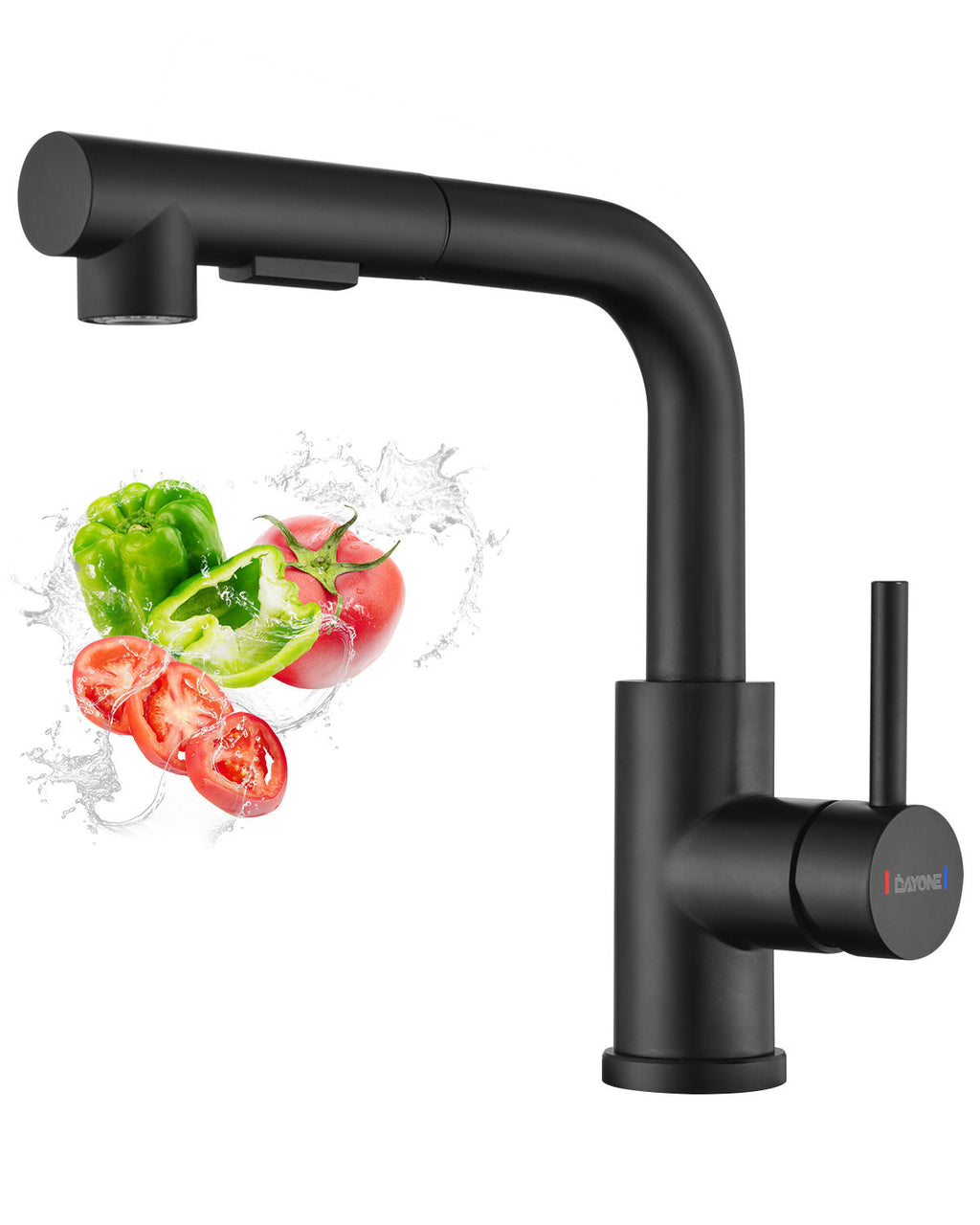 DAYONE Matte Black Pull-Out Kitchen Tap with Two Spray Modes — product view