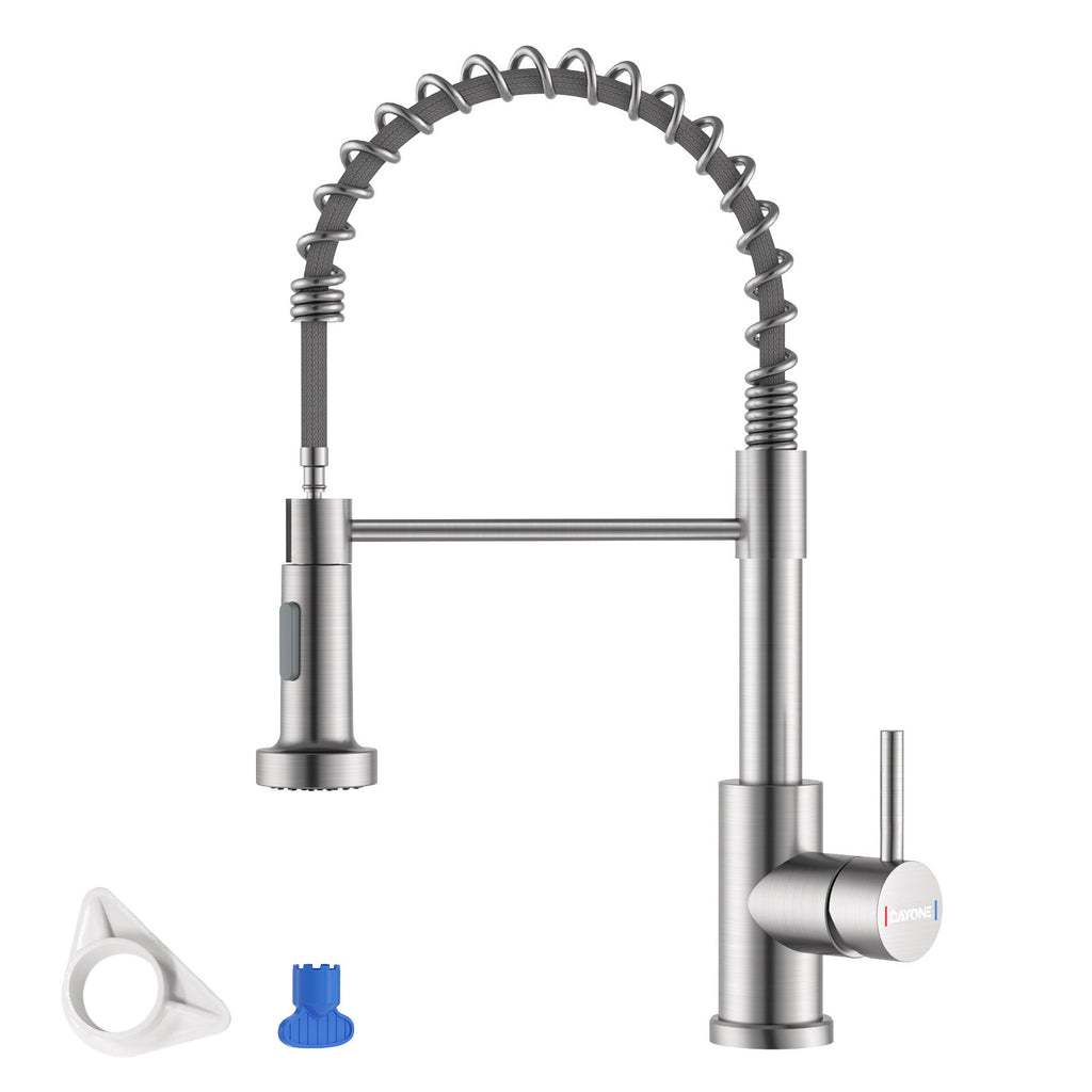DAYONE Brushed Nickel Spring Pull-Down Kitchen Tap — product view