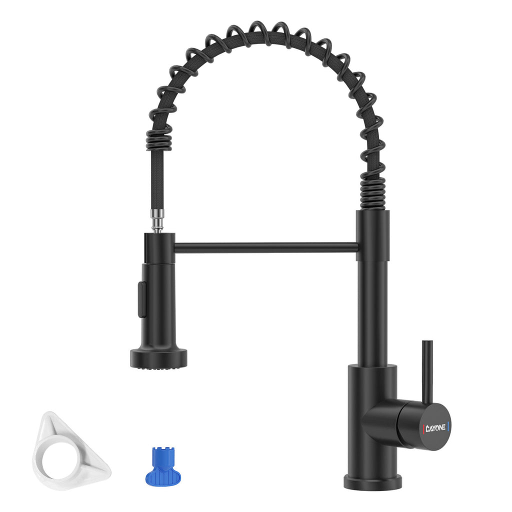 DAYONE Matte Black Spring Pull-Down Kitchen Tap — product view