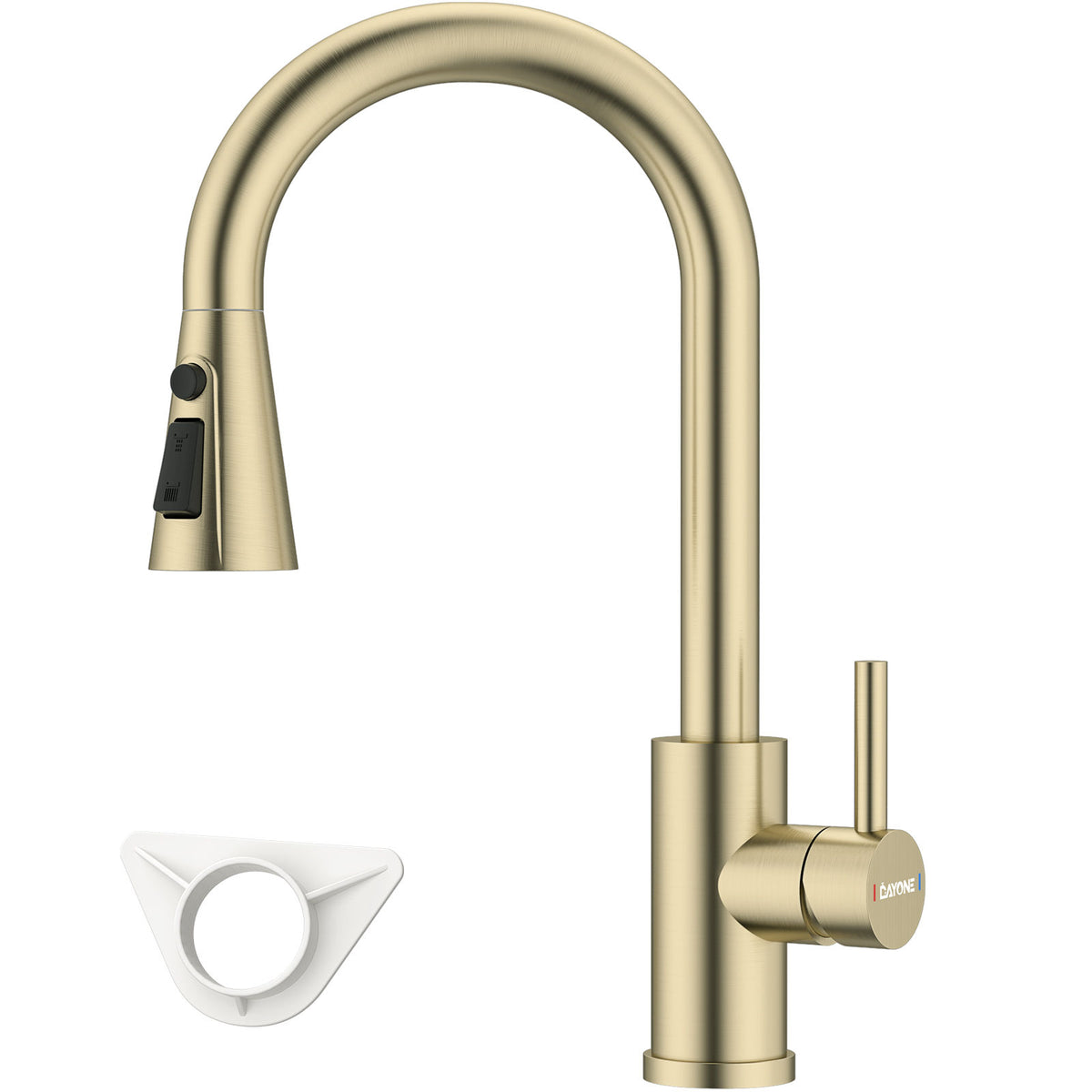 DAYONE Brushed Gold Pull-Out Kitchen Mixer Tap — product view