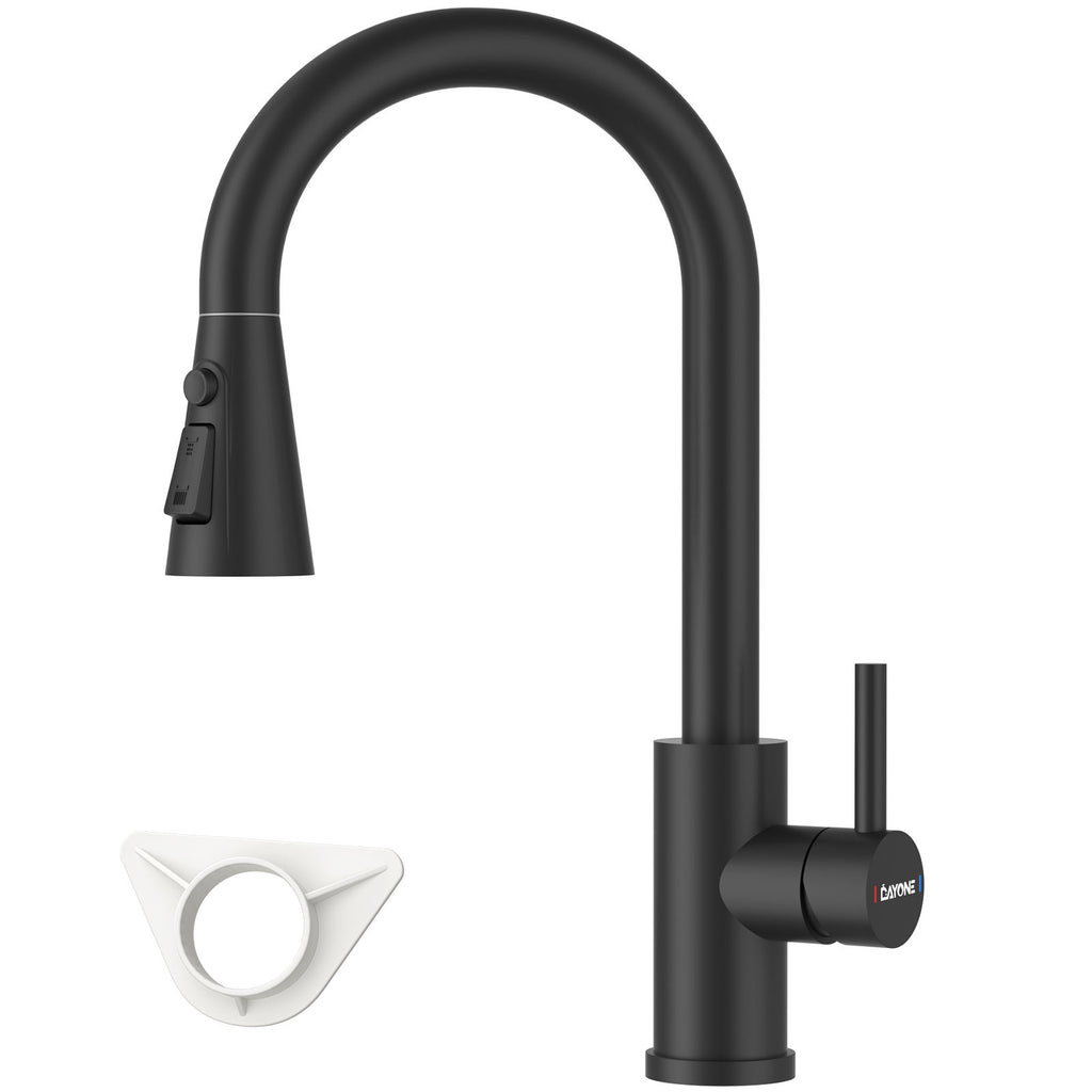 DAYONE Matte Black Pull-Out Kitchen Mixer Tap — product view