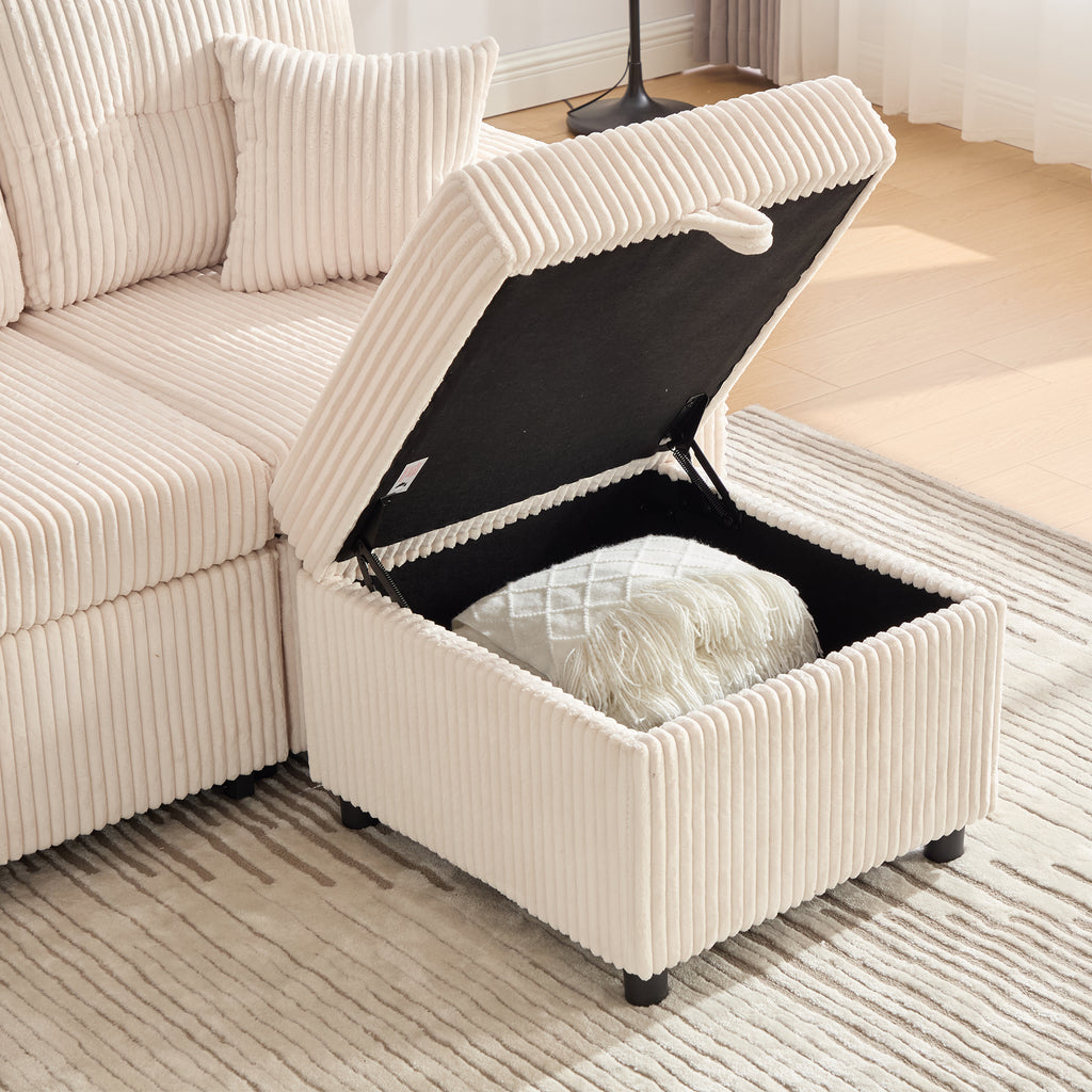 Beige Corduroy Sofa Bed — detail 23