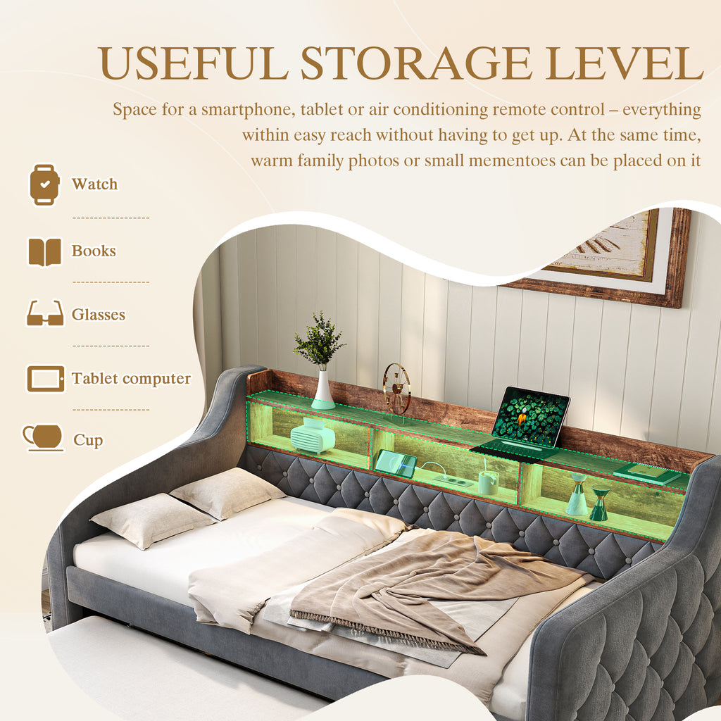 Dark Grey Velvet Sofa Bed — detail 10