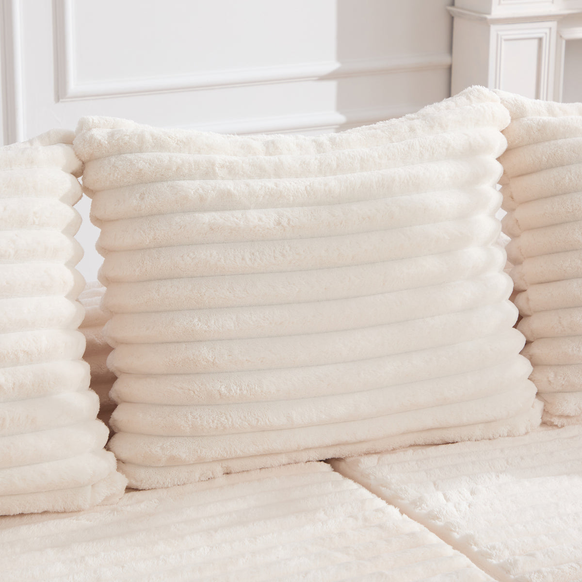 Beige Corduroy Sofa Bed — detail 17