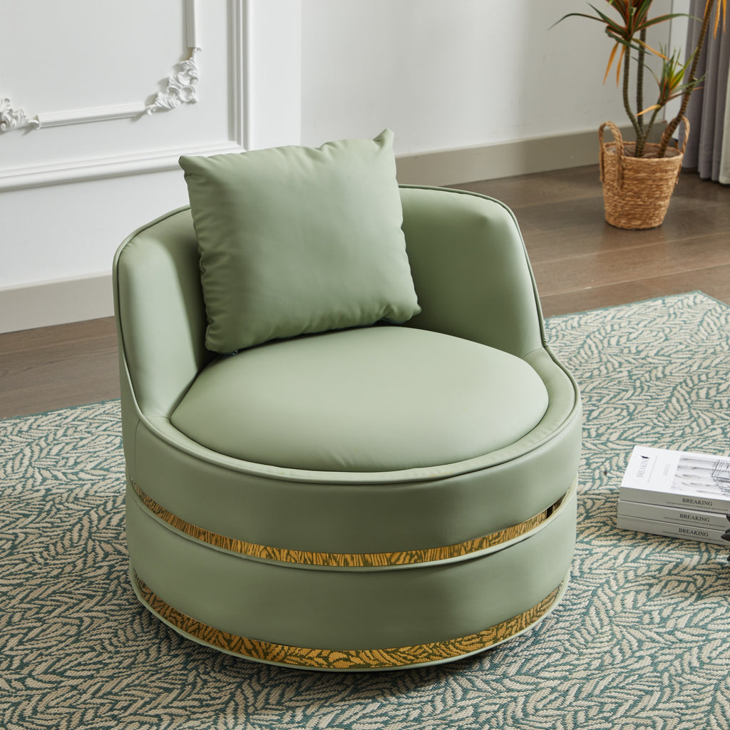 Green Faux Leather 360° Swivel Barrel Chair — detail 3