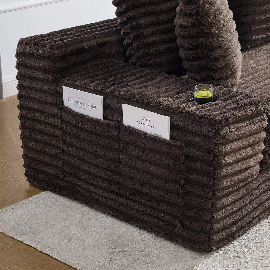 Coffee Corduroy Sofa Bed — detail 18