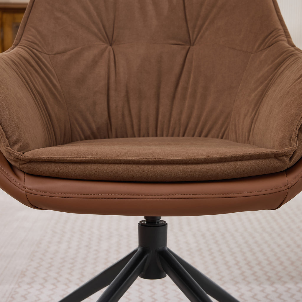 Brown Faux Leather Swivel Accent Chair with Auto-Return — detail 7