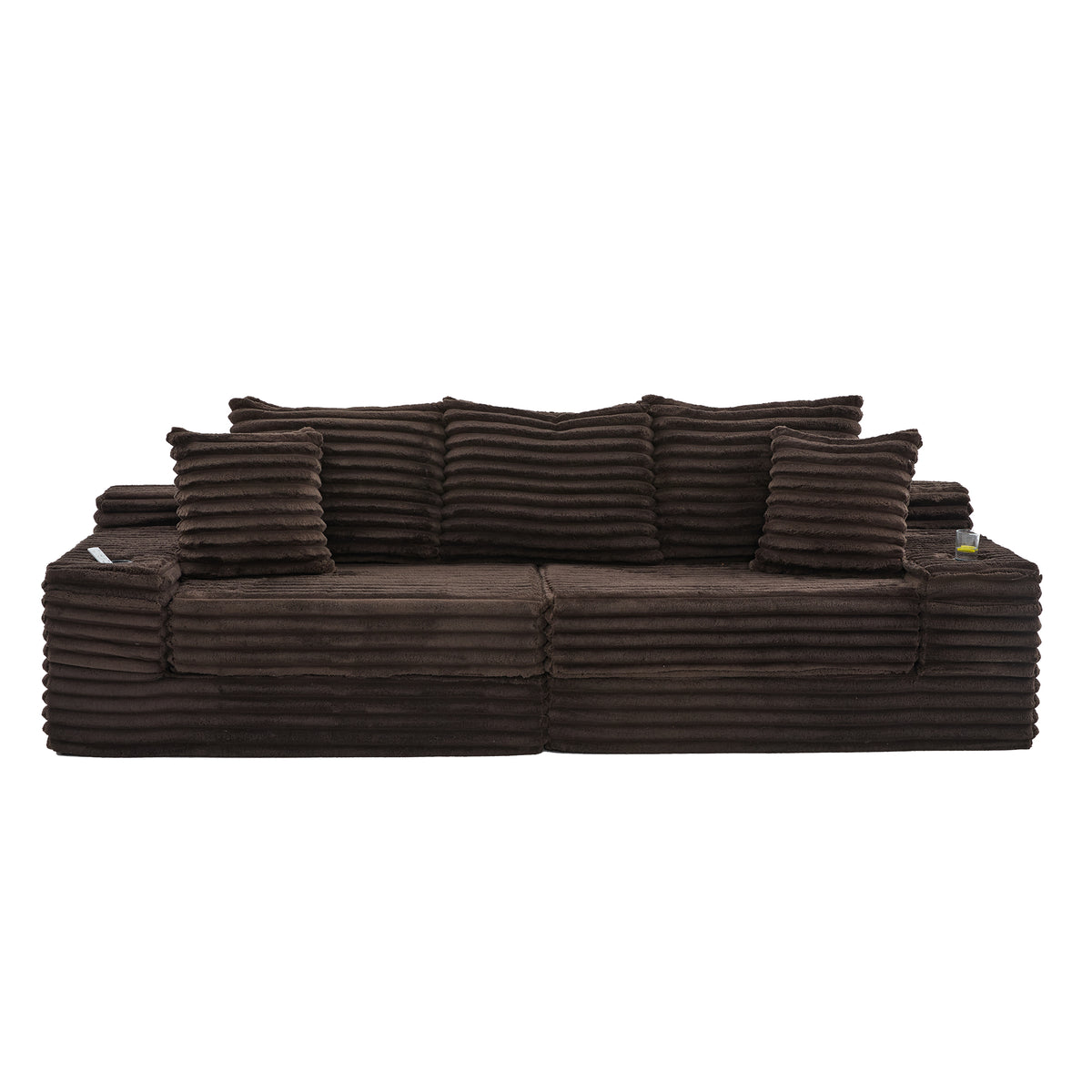Coffee Corduroy Sofa Bed — detail 21