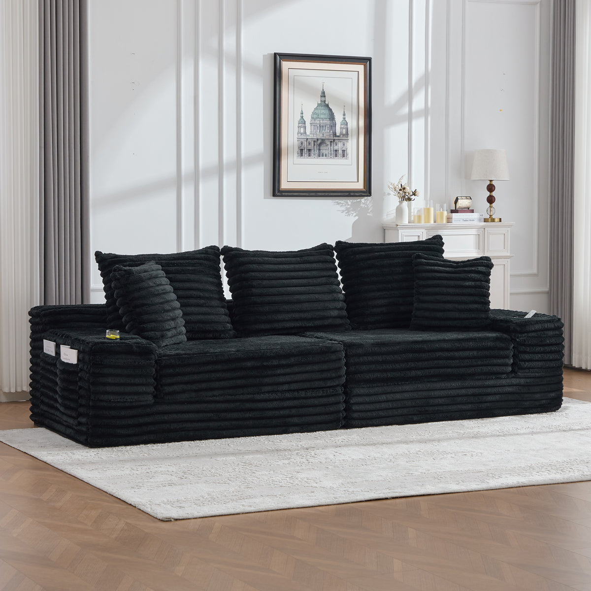 Black Corduroy Sofa Bed — detail 12